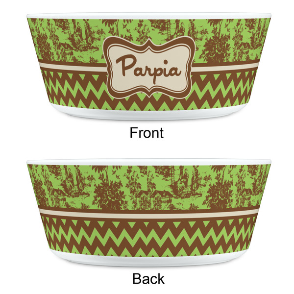 Green & Brown Toile & Chevron Kids Bowls - APPROVAL
