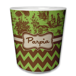 Green & Brown Toile & Chevron Plastic Tumbler 6oz (Personalized)