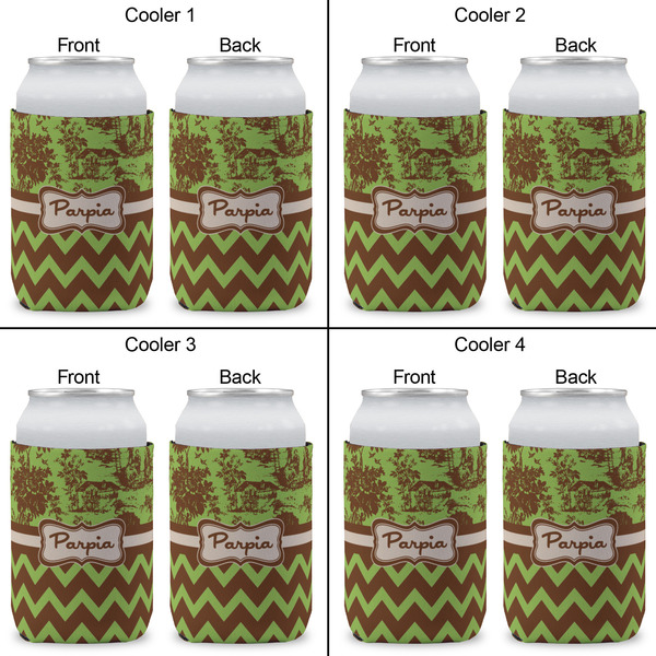 Green & Brown Toile & Chevron Can Sleeve (Approval)