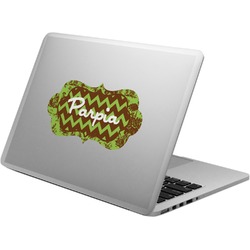 Green & Brown Toile & Chevron Laptop Decal (Personalized)