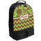 Green & Brown Toile & Chevron Large Backpack - Black - Angled View