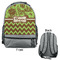 Green & Brown Toile & Chevron Large Backpack - Gray - Front & Back View