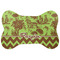 Green & Brown Toile & Chevron Bone Shaped Dog Food Mat (Personalized)
