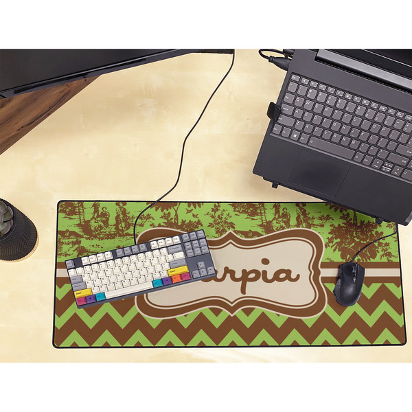 Green & Brown Toile & Chevron Large Gaming Mats - LIFESTYLE