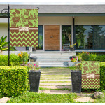 Green & Brown Toile & Chevron Large Garden Flag - Double Sided (Personalized)