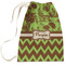 Green & Brown Toile & Chevron Large Laundry Bag - Front View