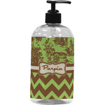 Green & Brown Toile & Chevron Plastic Soap / Lotion Dispenser (Personalized)