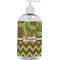 Green & Brown Toile & Chevron Plastic Soap / Lotion Dispenser (16 oz - Large - White) (Personalized)