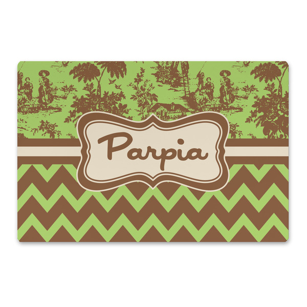 Custom Green & Brown Toile & Chevron Large Rectangle Car Magnet (Personalized)