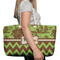 Green & Brown Toile & Chevron Large Rope Tote Bag - In Context View