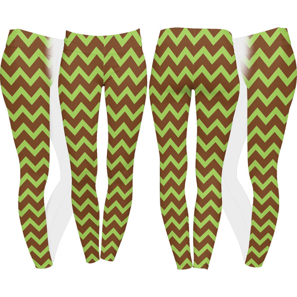 Green & Brown Toile & Chevron Leggings Turn Around - Apvl