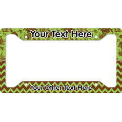 Green & Brown Toile & Chevron License Plate Frame (Personalized)