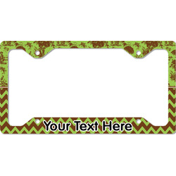 Green & Brown Toile & Chevron License Plate Frame - Style C (Personalized)