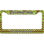 Green & Brown Toile & Chevron License Plate Frame - Style B (Personalized)