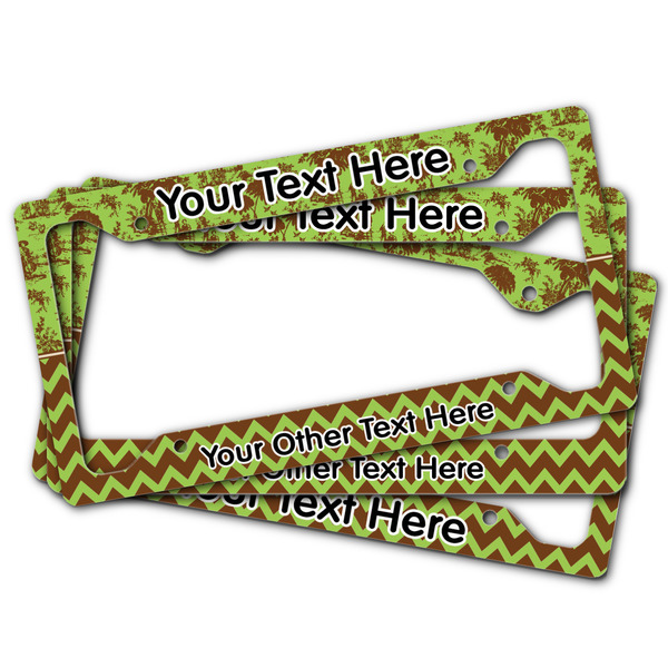Green & Brown Toile & Chevron License Plate Frames - (PARENT MAIN)