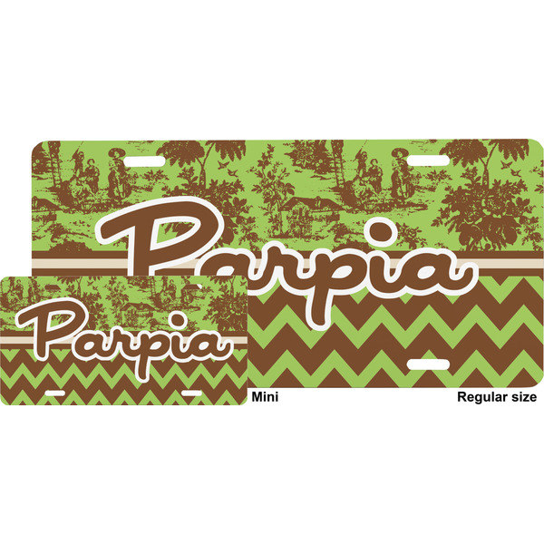 Green & Brown Toile & Chevron License Plate (Sizes)