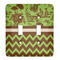 Green & Brown Toile & Chevron Personalized Light Switch Cover (2 Toggle Plate)
