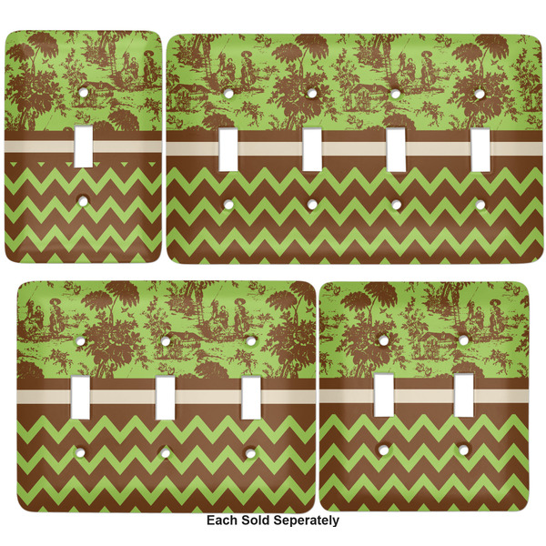 Green & Brown Toile & Chevron Light Switch Covers all sizes