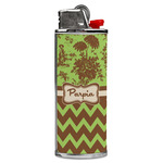 Green & Brown Toile & Chevron Case for BIC Lighters (Personalized)