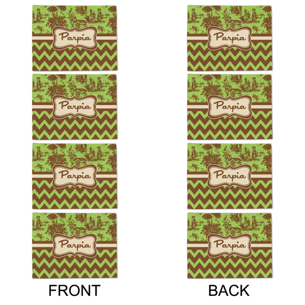 Green & Brown Toile & Chevron Linen Placemat - APPROVAL Set of 4 (double sided)