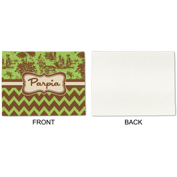 Green & Brown Toile & Chevron Linen Placemat - APPROVAL Single (single sided)