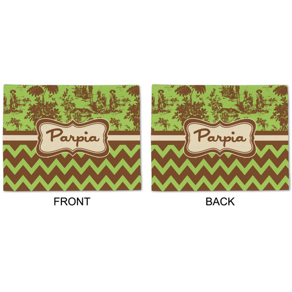 Green & Brown Toile & Chevron Linen Placemat - APPROVAL (double sided)