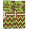 Green & Brown Toile & Chevron Linen Placemat - Folded Half (double sided)