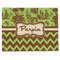 Green & Brown Toile & Chevron Linen Placemat - Front