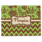 Green & Brown Toile & Chevron Single-Sided Linen Placemat - Single w/ Name or Text
