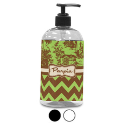 Green & Brown Toile & Chevron Plastic Soap / Lotion Dispenser (Personalized)