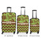 Green & Brown Toile & Chevron Luggage Bags all sizes - With Handle
