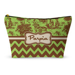 Green & Brown Toile & Chevron Makeup Bag (Personalized)