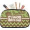 Green & Brown Toile & Chevron Makeup / Cosmetic Bag - Medium (Personalized)
