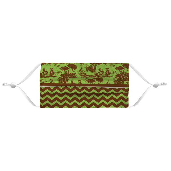 Green & Brown Toile & Chevron Mask - Pleated (new) APPROVAL