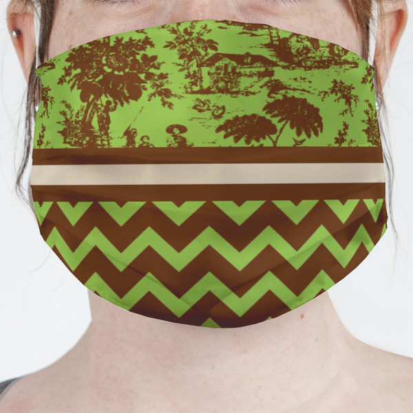 Custom Green & Brown Toile & Chevron Face Mask Cover