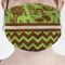 Green & Brown Toile & Chevron Mask - Pleated (new) Front View on Girl