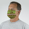 Green & Brown Toile & Chevron Mask - Quarter View on Guy
