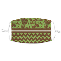 Green & Brown Toile & Chevron Adult Cloth Face Mask - XLarge