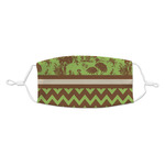 Green & Brown Toile & Chevron Kid's Cloth Face Mask - Standard