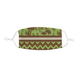 Green & Brown Toile & Chevron Kid's Cloth Face Mask - XSmall