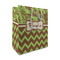 Green & Brown Toile & Chevron Medium Gift Bag - Front/Main