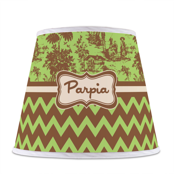 Green & Brown Toile & Chevron Poly Film Empire Lampshade - Front View