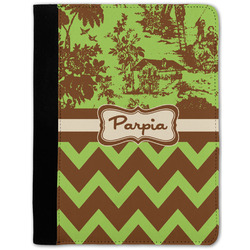Green & Brown Toile & Chevron Notebook Padfolio w/ Name or Text