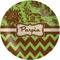 Green & Brown Toile & Chevron Melamine Plate (Personalized)