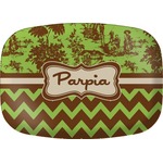 Green & Brown Toile & Chevron Melamine Platter (Personalized)