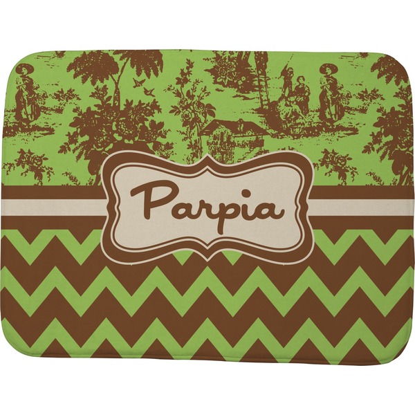 Green & Brown Toile & Chevron Memory Foam Bath Mat 48 X 36