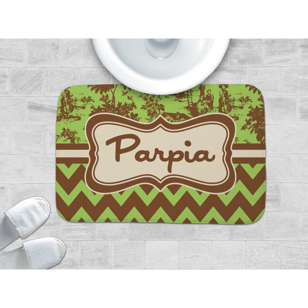 Green & Brown Toile & Chevron Memory Foam Bath Mat - LIFESTYLE 34x21