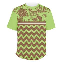 Green & Brown Toile & Chevron Men's Crew T-Shirt (Personalized)