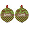 Green & Brown Toile & Chevron Metal Ball Ornament - Front and Back