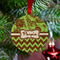 Green & Brown Toile & Chevron Metal Ball Ornament - Lifestyle